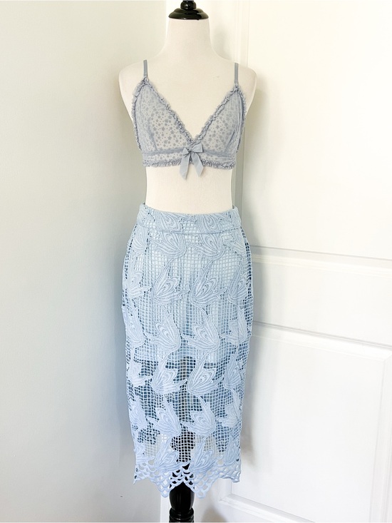 J.O.A. Dresses & Skirts - J.O.A. Powder Blue Crochet Midi Skirt - Medium